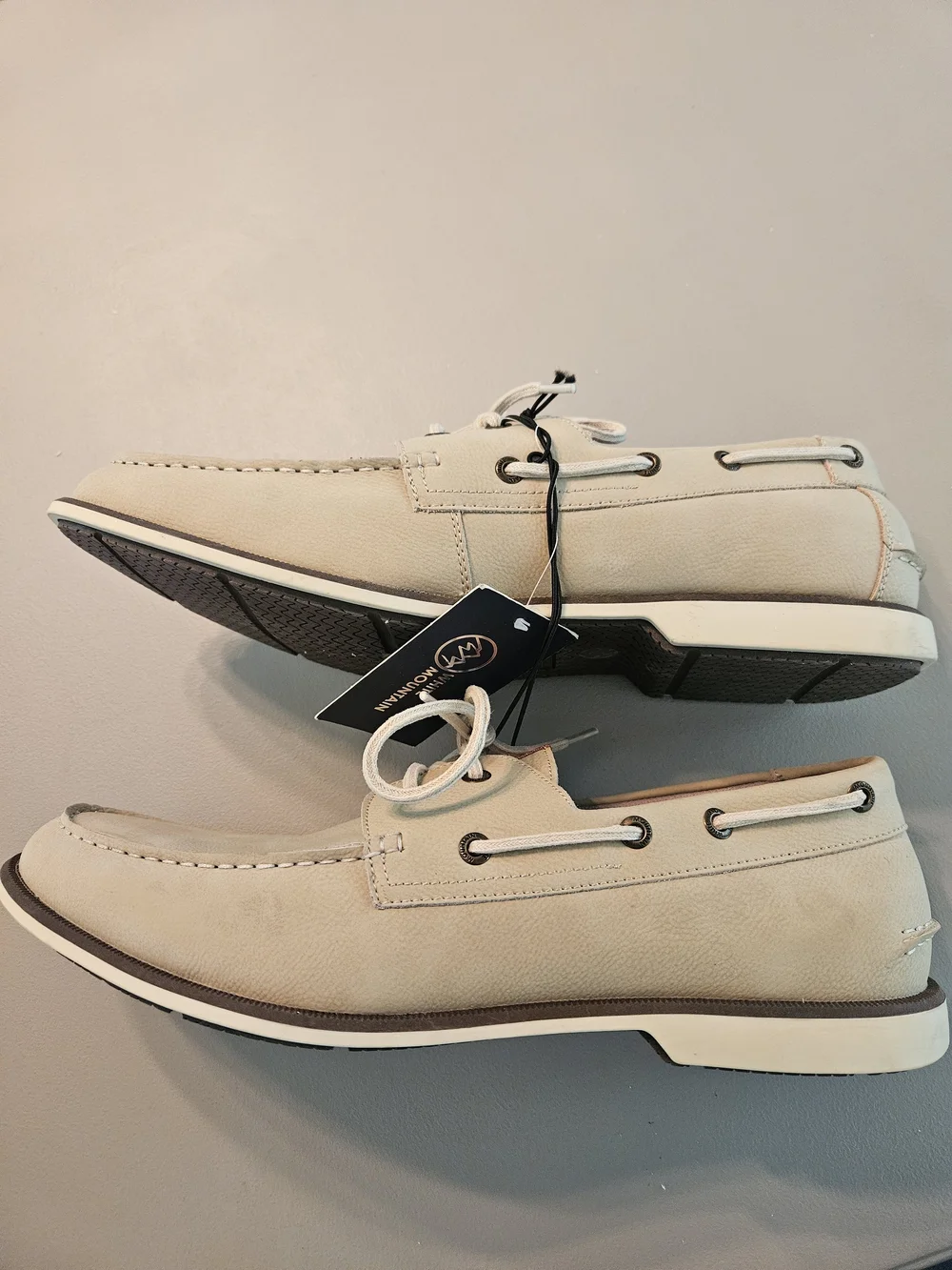 Men's Casual Real Leather Lace-Up Boat Shoes in Beige